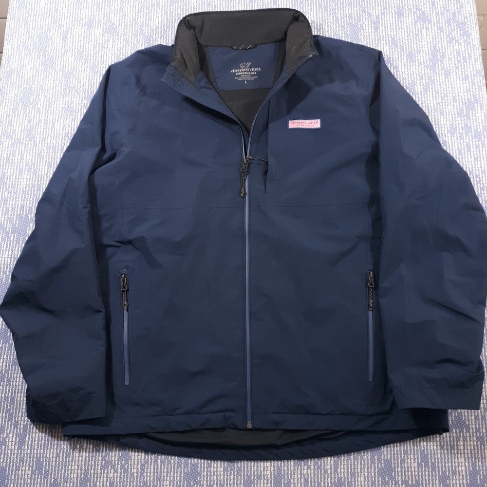 Vineyard Vines Performance Windbreaker Jacket Mens L Blue Full Zip Outdoor
